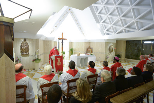 Pope Francis in the church of Santa Marta