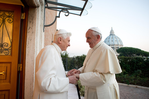 Pope Francis (R) meeting with Pope Emeritus Benedict XVI &#8211; AFP