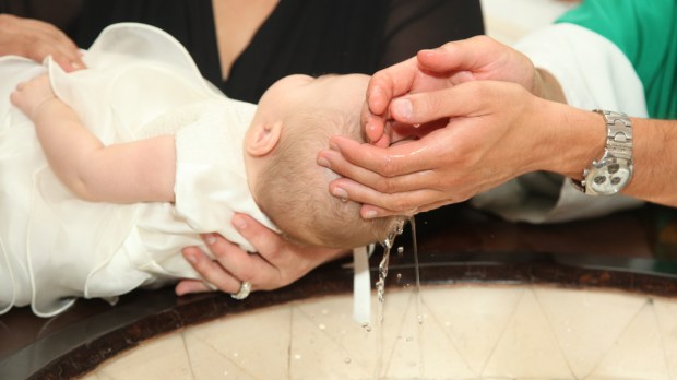Newborn baby water baptism ritual
