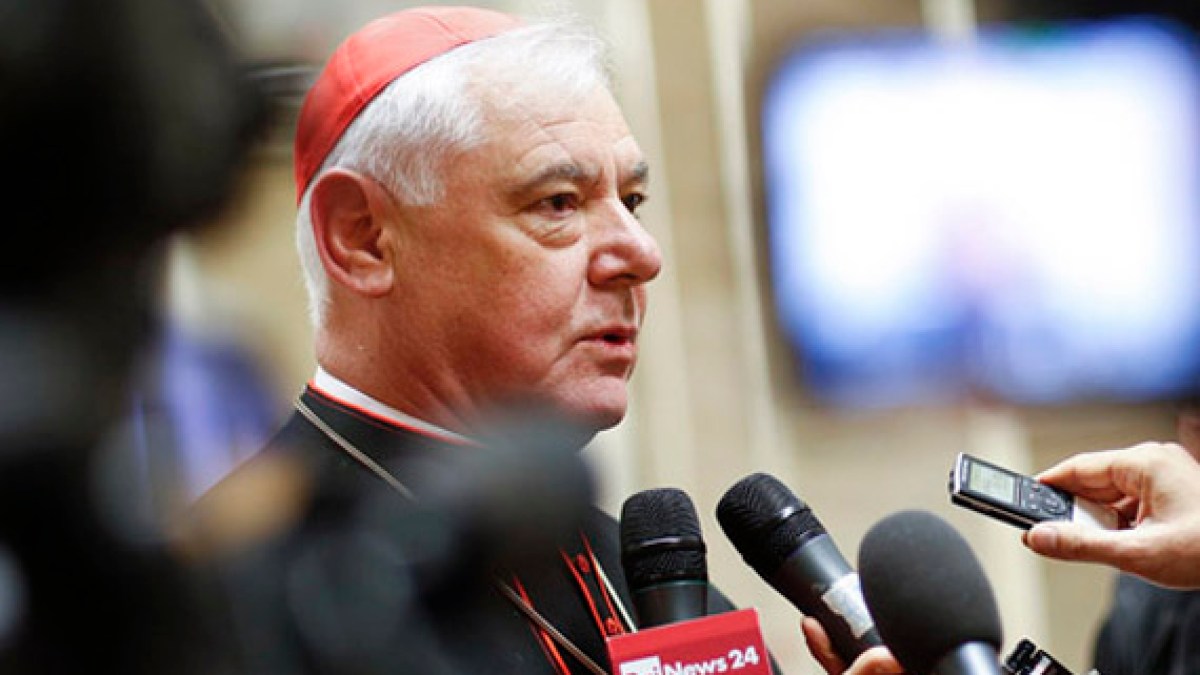 Cardinal Muller speaks during news conference to unveil book in Rome