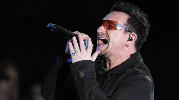 Bono performs at the Clinton Foundation’