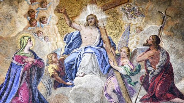 Mosaic depicting Ascension of Jesus Christ in Saint Mark’s Basilica – cathedral church of Venice, Italy.