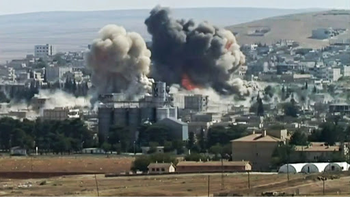 Bombs hitting Kobani