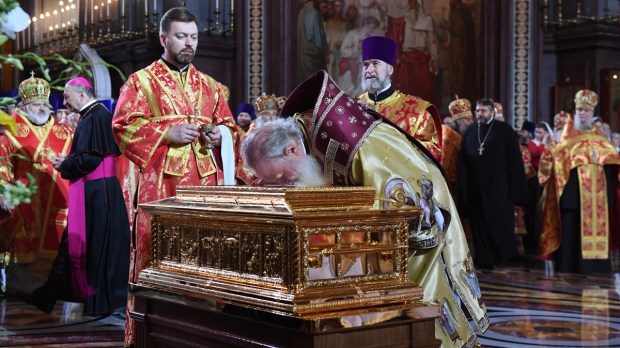 Saint Nicholas relics welcoming ceremony at Christ the Savior Cathedral
