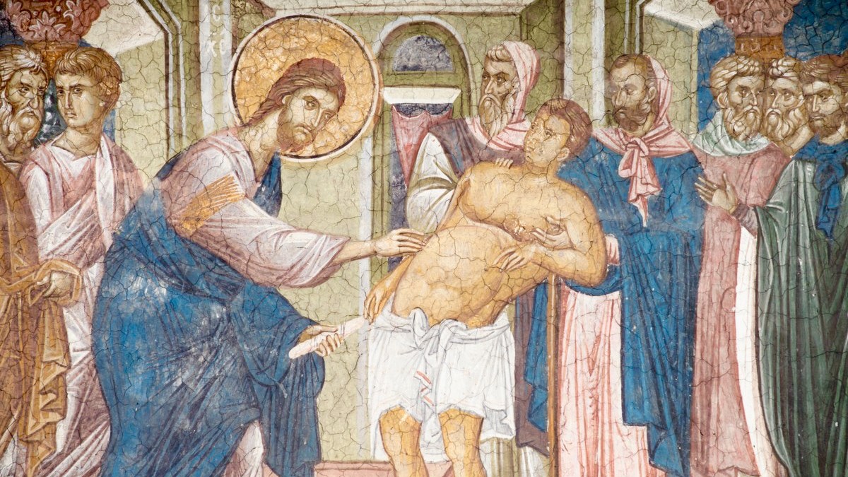 07 – WEB – HJ001 – Healing of Dropsical Man, Decani Moneatary fresco, Serbia