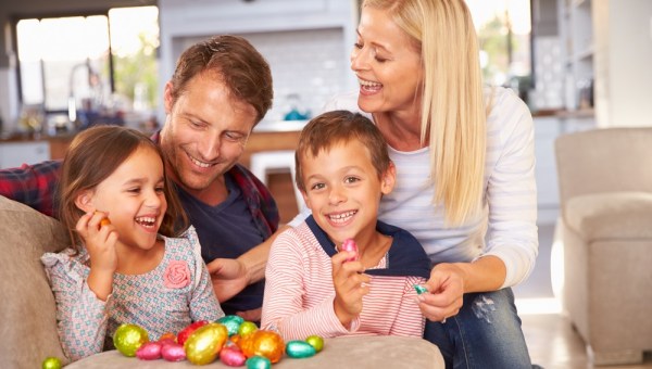FAMILY CELEBRATING EASTER