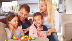 FAMILY CELEBRATING EASTER