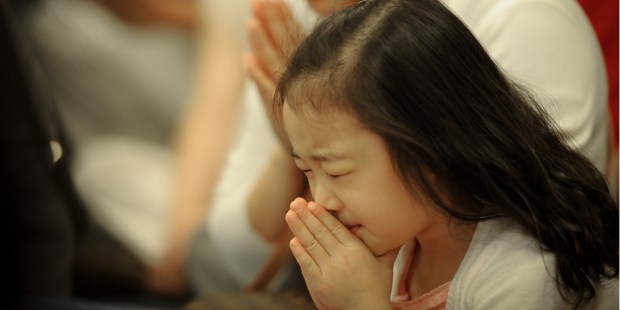 LITTLE, GIRL, PRAYING