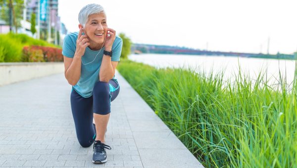 elderly woman running
