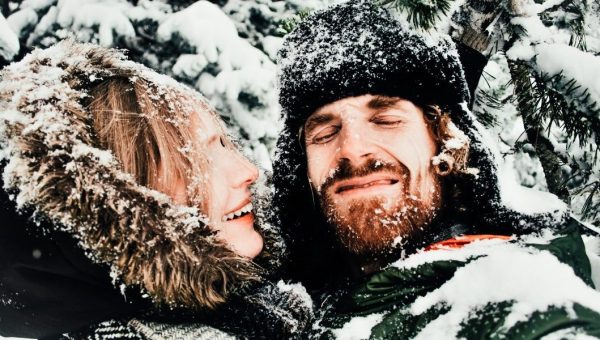 COUPLE, WINTER, SMILE