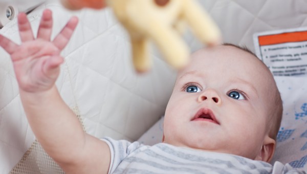 baby boy in a cradle