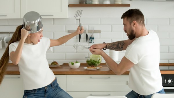 Funny couple fighting