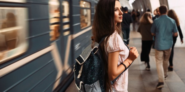 WOMAN, TRAIN, SUBWAY,