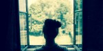 YOUNG WOMAN, WINDOW,