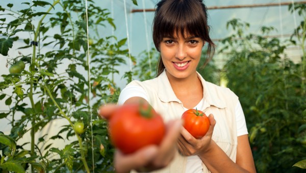 GIRL, SMILE, TOMATO
