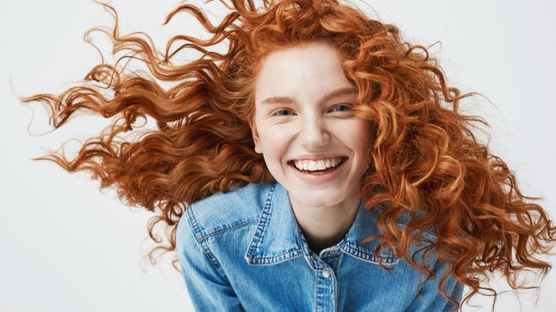 HAPPY, GIRL, RED