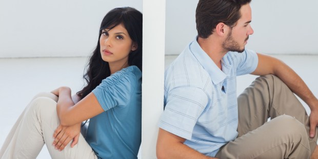 COUPLE, UNHAPPY, WALL