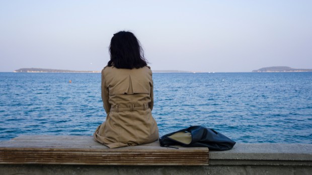 WOMAN, ALONE, SEA