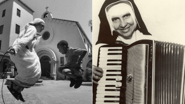 Madre Teresa pula corda e Irmã Dulce toca acordeon