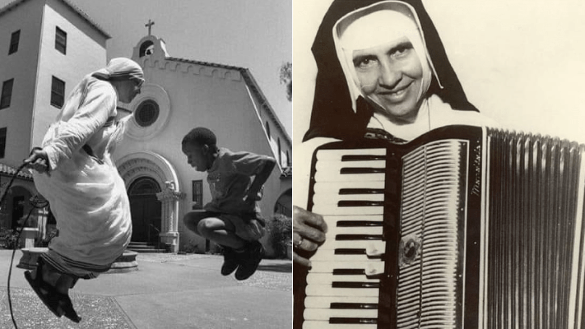 Madre Teresa pula corda e Irmã Dulce toca acordeon