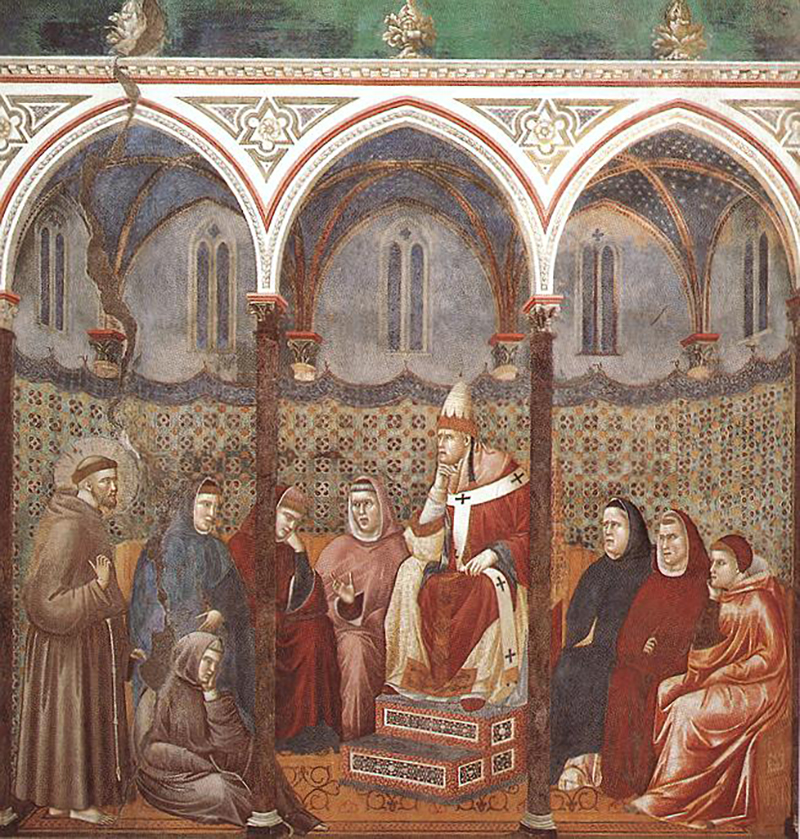 Legend_of_St_Francis_-_-17-_-_St_Francis_Preaching_before_Honorius_III