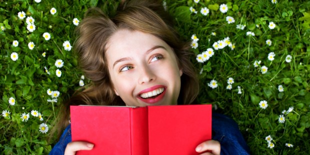 GIRL, BOOK, LAWN