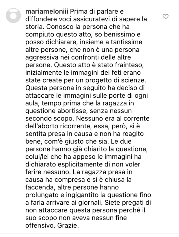 COMMENTO, INSTAGRAM, ABORTO