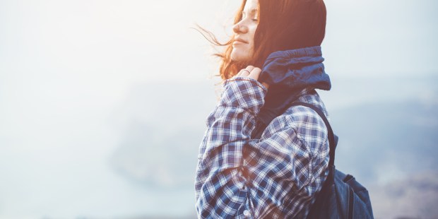 GIRL, HAPPY, MOUNTAIN