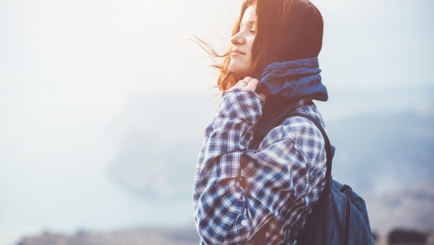 GIRL, HAPPY, MOUNTAIN