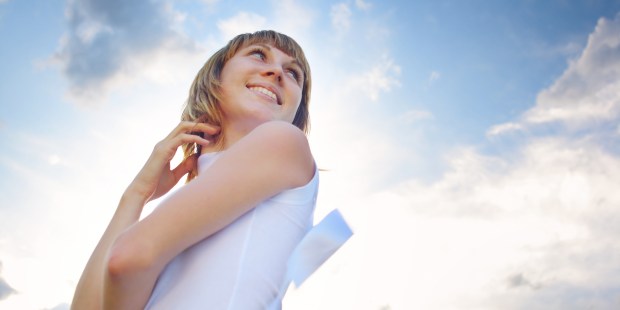 GIRL, SKY, SMILE