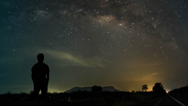 STARRY NIGHT, MAN, ROAD
