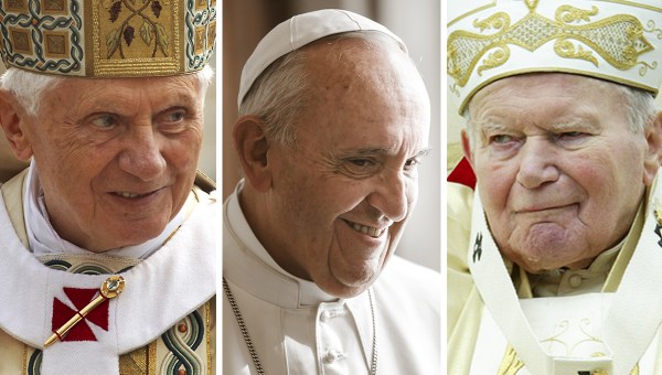 THREE POPES BENEDICT XVI FRANCIS AND JOHN PAUL II