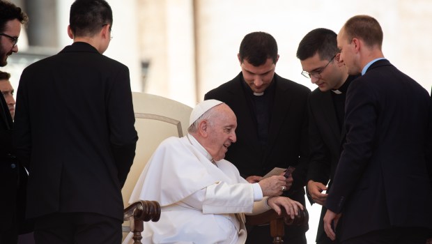 Pope Francis meets with priests