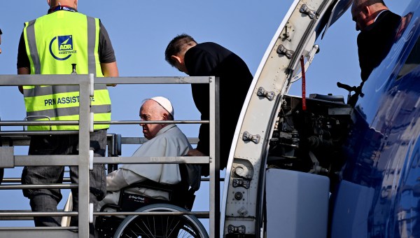 Pope-Francis-boards-his-plane-at-Romes-Fiumicino-airport-as-he-departs-for-a-trip-to-Canada-AFP-