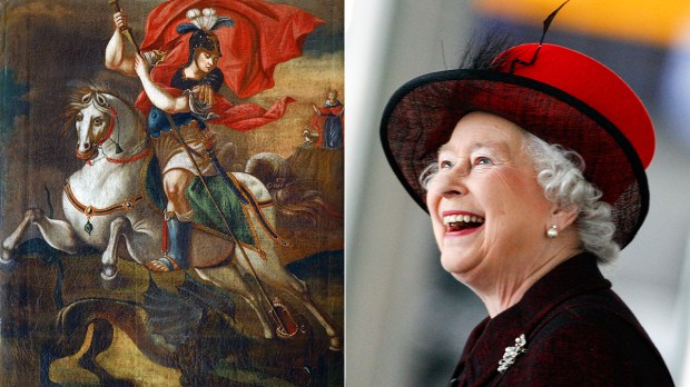 Saint-George-killing-the-dragon-and-Her-Royal-Highness-Queen-Elizabeth-II