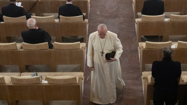 Pope-Francis-attending-a-spiritual-retreat-with-Vatican-clerics-on-the-outskirts-of-Rome-AFP