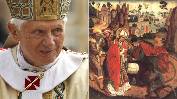Late-Pope-Benedict-XVI-Painting-of-Saint-Corbinian-Korbinian