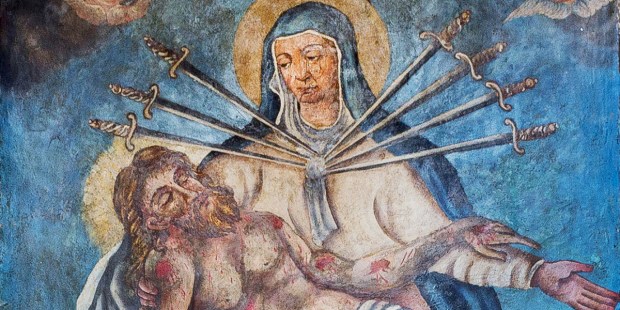 La Madonna dei Sette Dolori, che è apparsa su una pietra